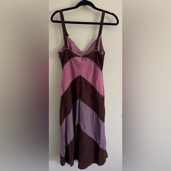 BCBG Maxazria Color Block Purple Brown Sleeveless Midi Dress Size 8 - Picture 5 of 13